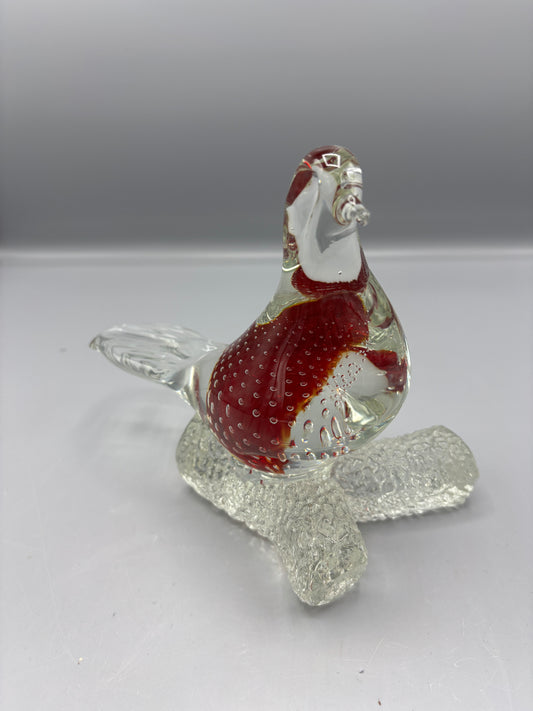Murano controlled bubble glass bird on branch