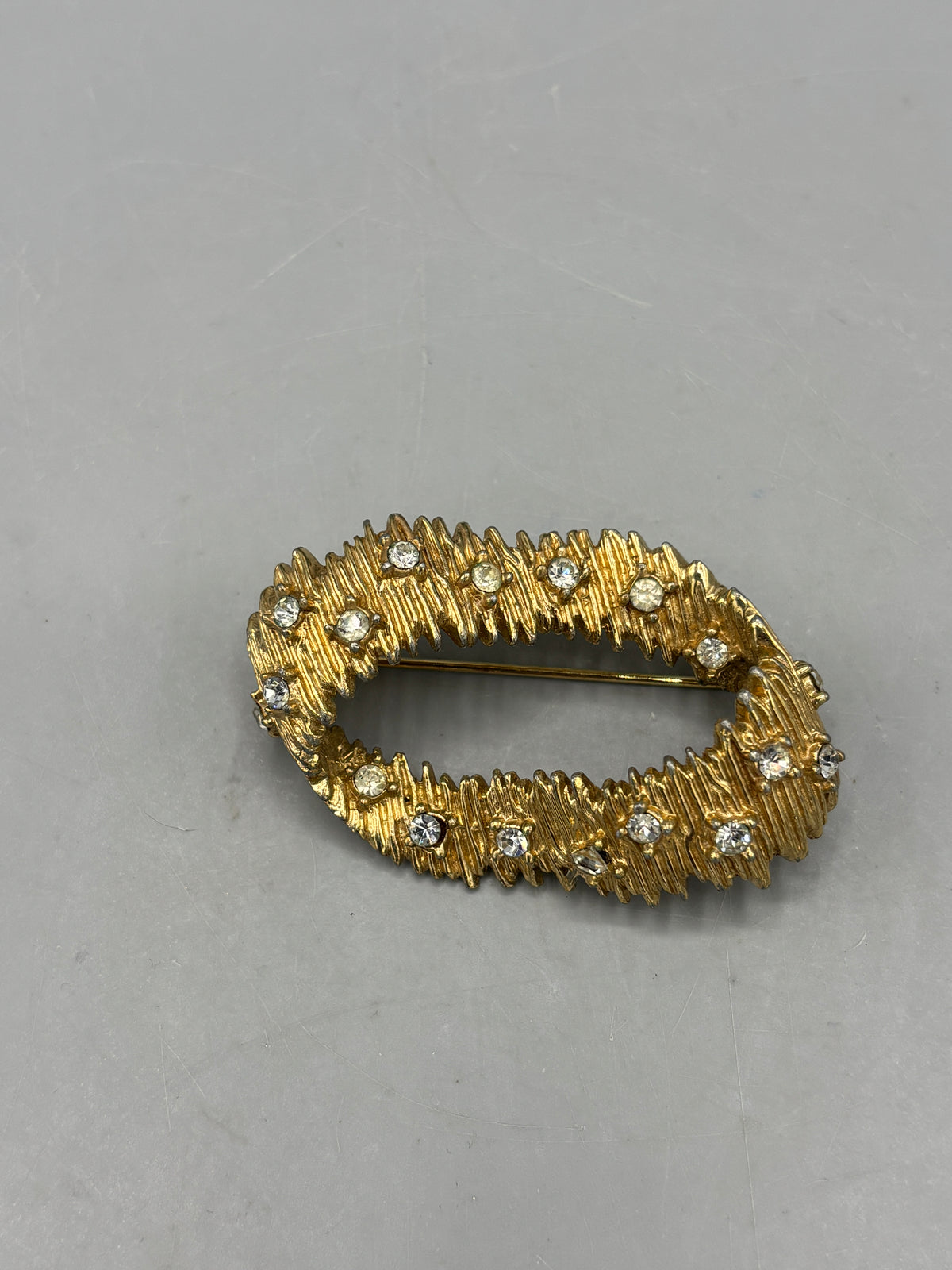 Vintage Circo gold brushed Rhinestone brooch