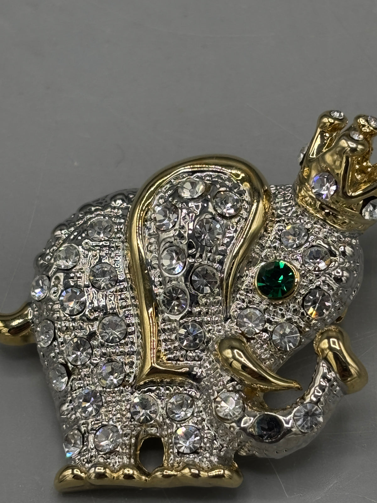 Gold tone Rhinestone Elephant brooch