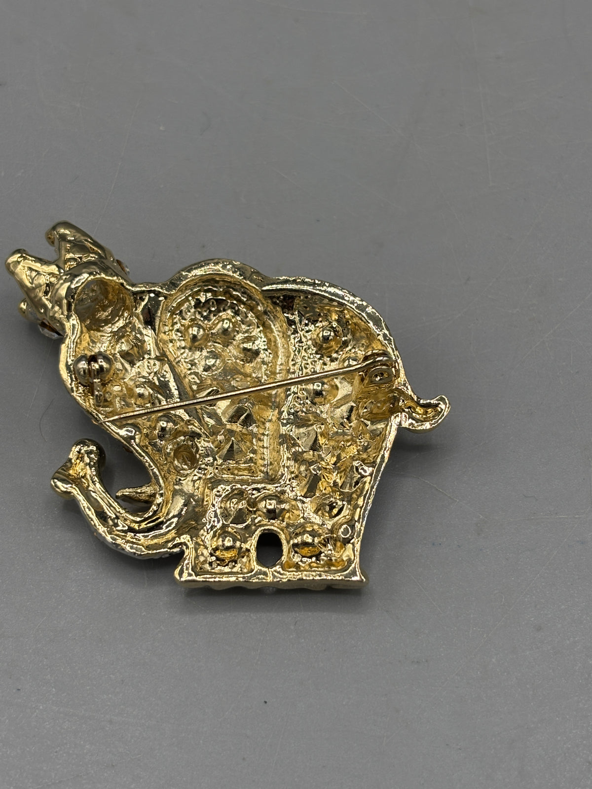 Gold tone Rhinestone Elephant brooch