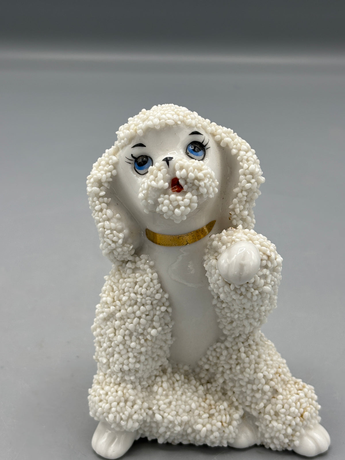 Vintage white ceramic Poodle with Spaghetti