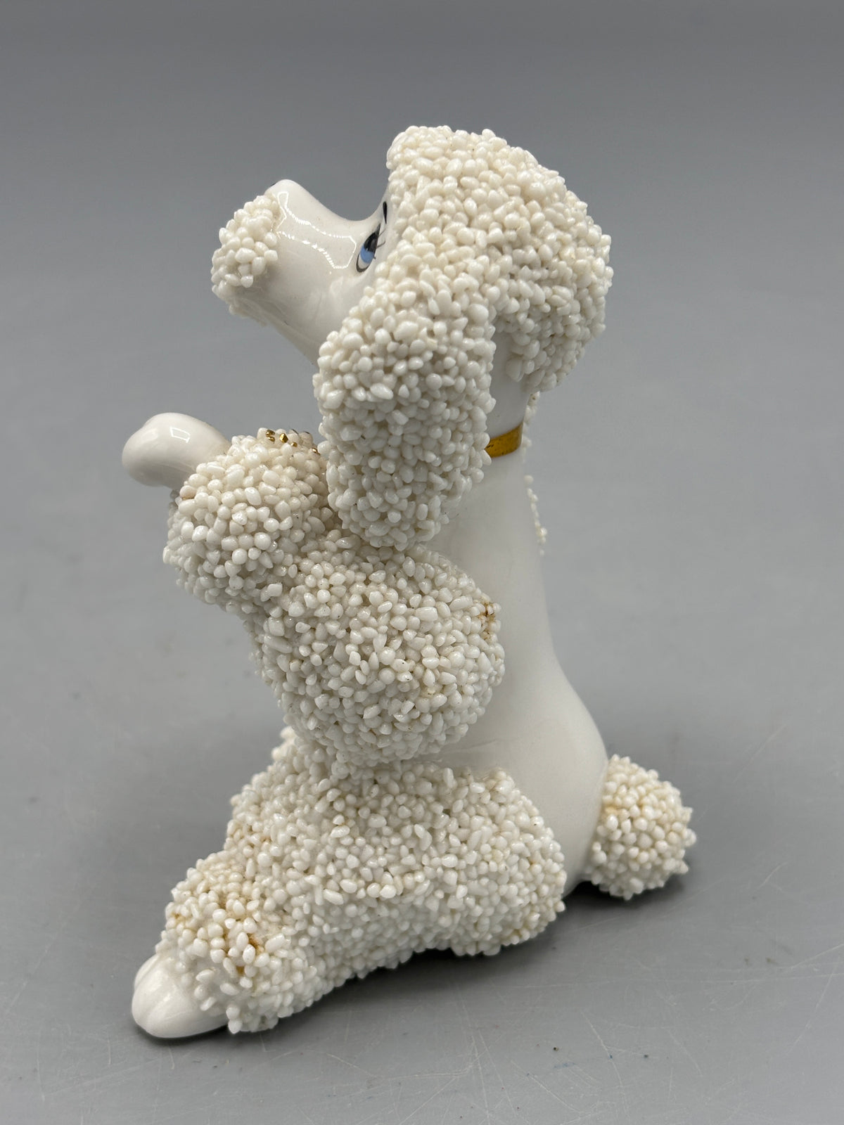 Vintage white ceramic Poodle with Spaghetti