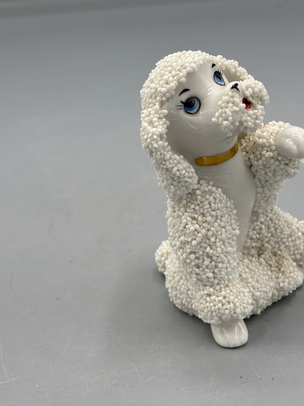 Vintage white ceramic Poodle with Spaghetti