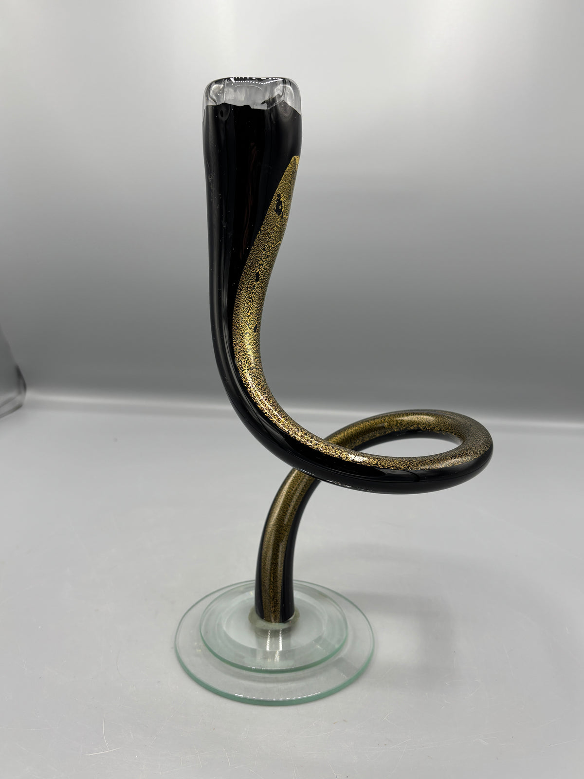 Art glass Black & Gold candle holder
