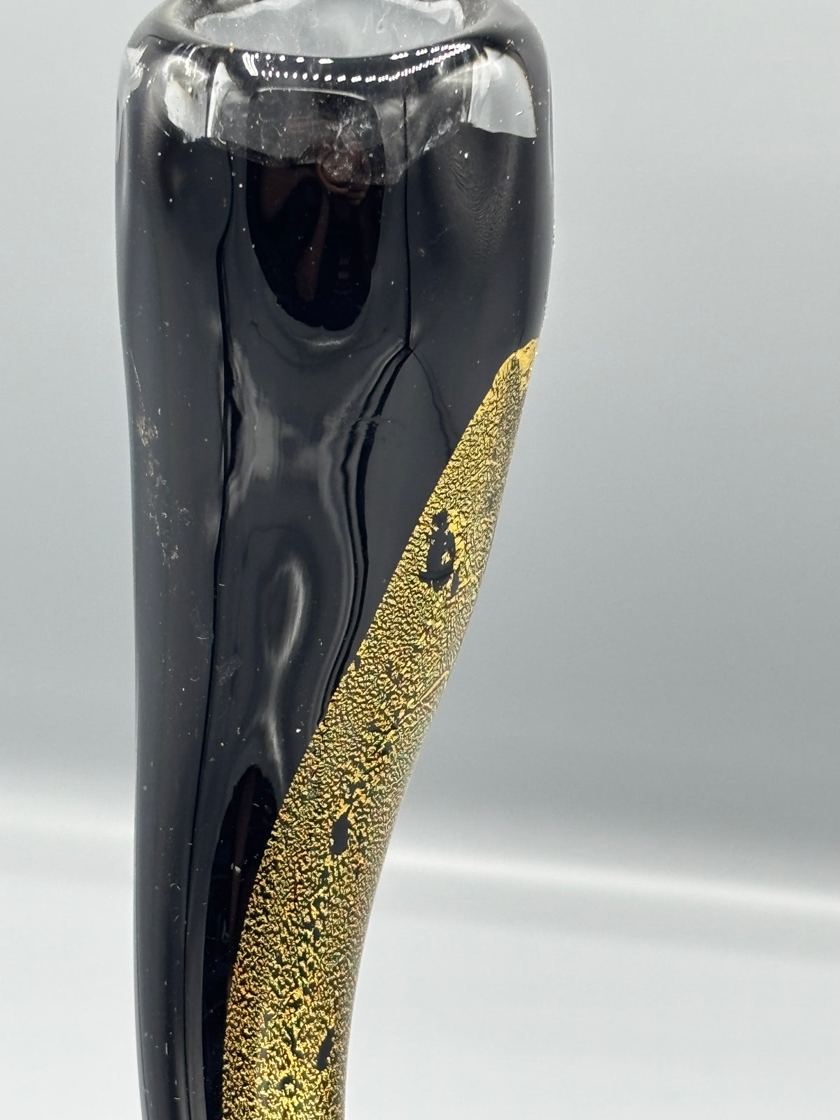Art glass Black & Gold candle holder