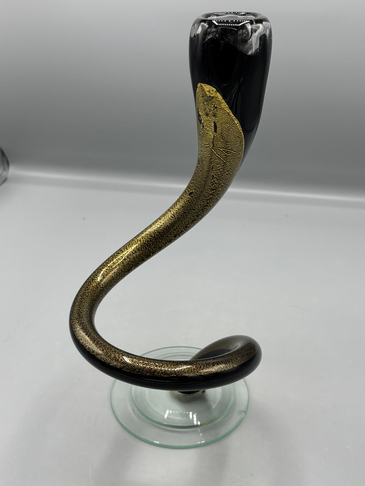 Art glass Black & Gold candle holder