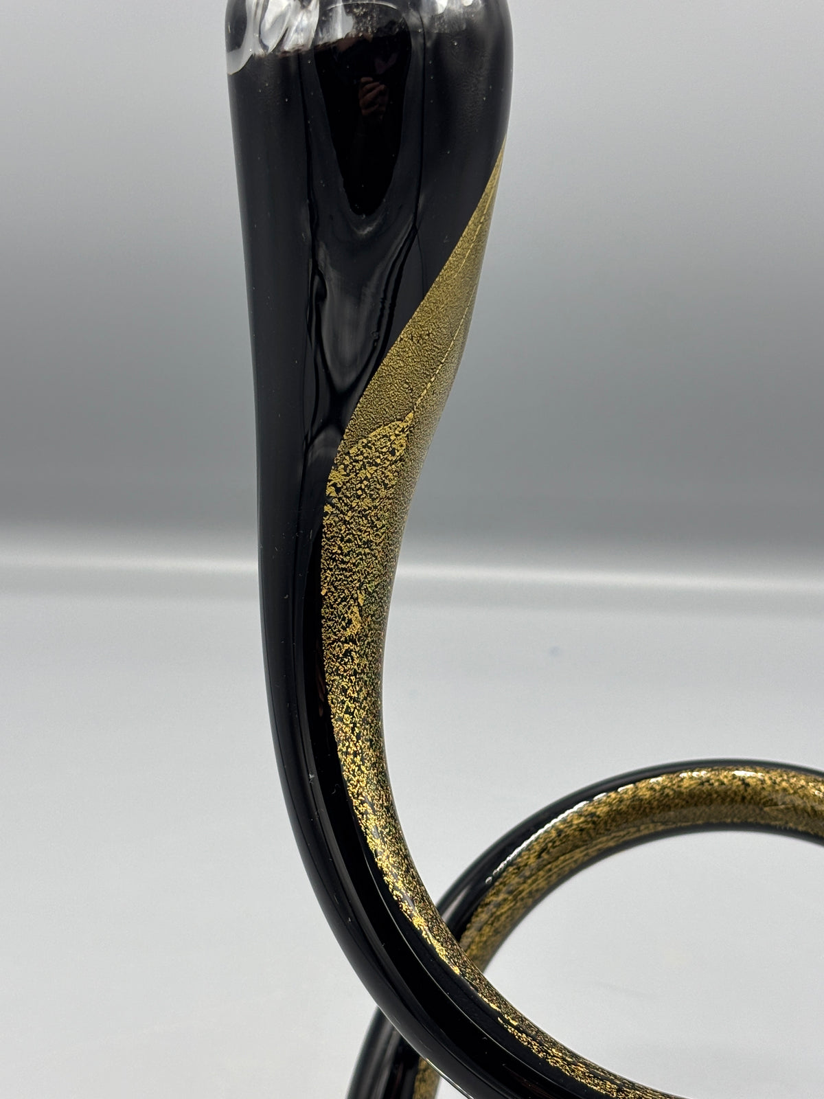Art glass Black & Gold candle holder