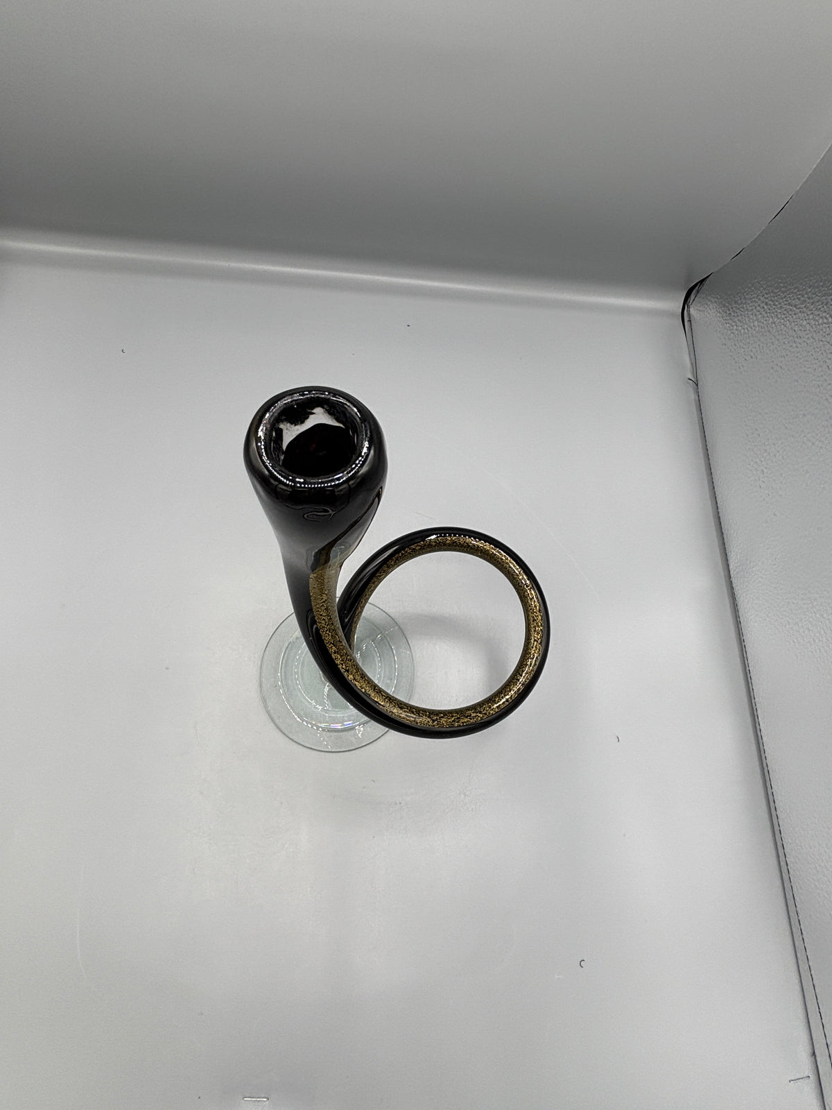 Art glass Black & Gold candle holder