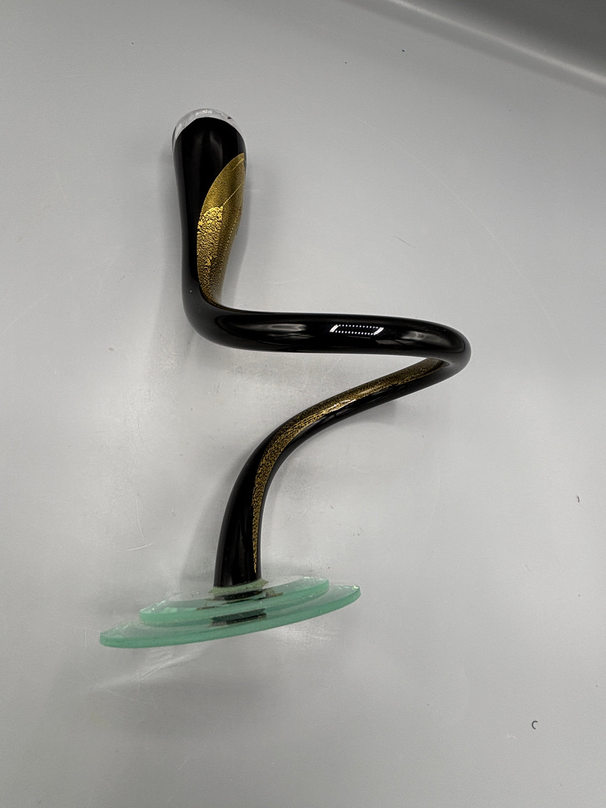 Art glass Black & Gold candle holder