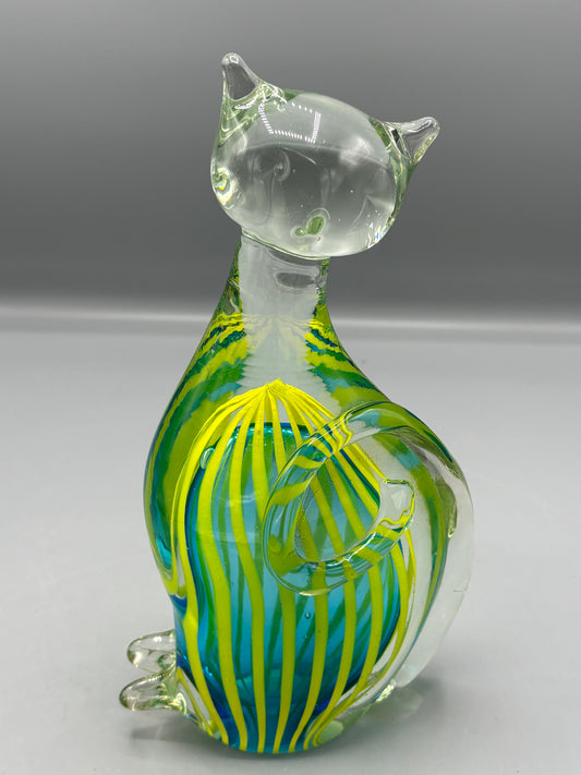 Vintage hand blown art glass cat