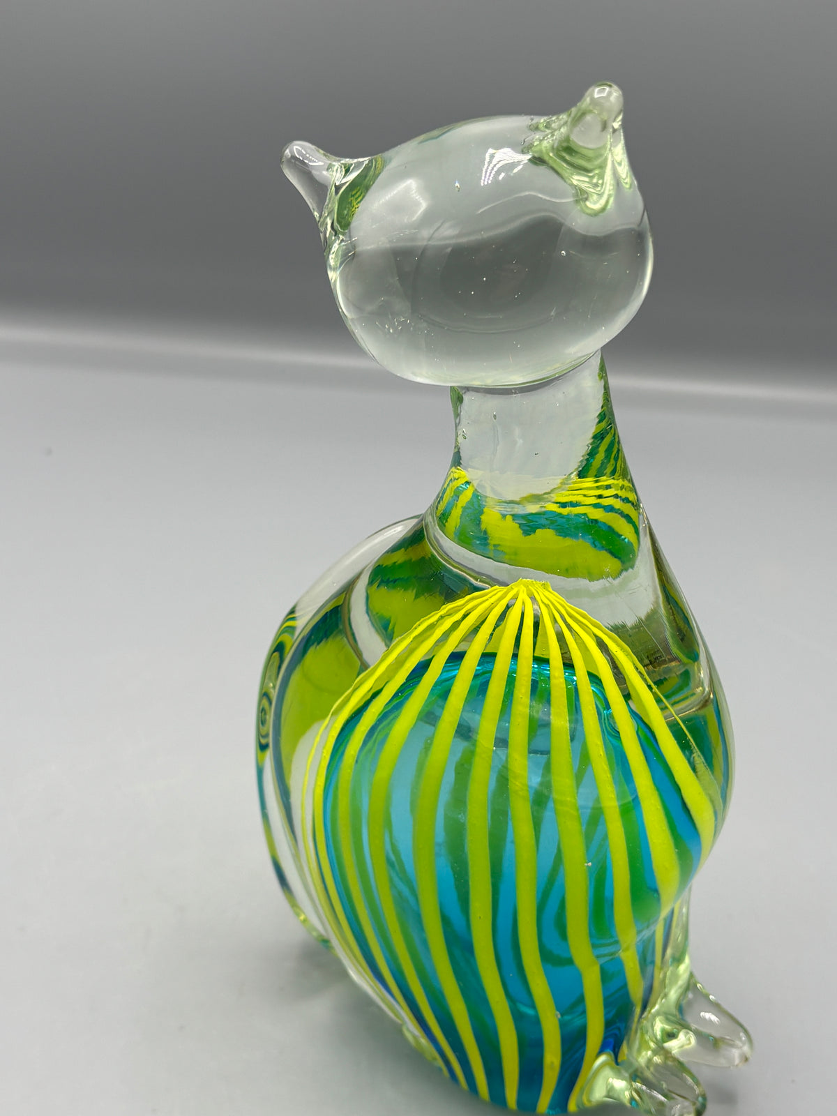 Vintage hand blown art glass cat