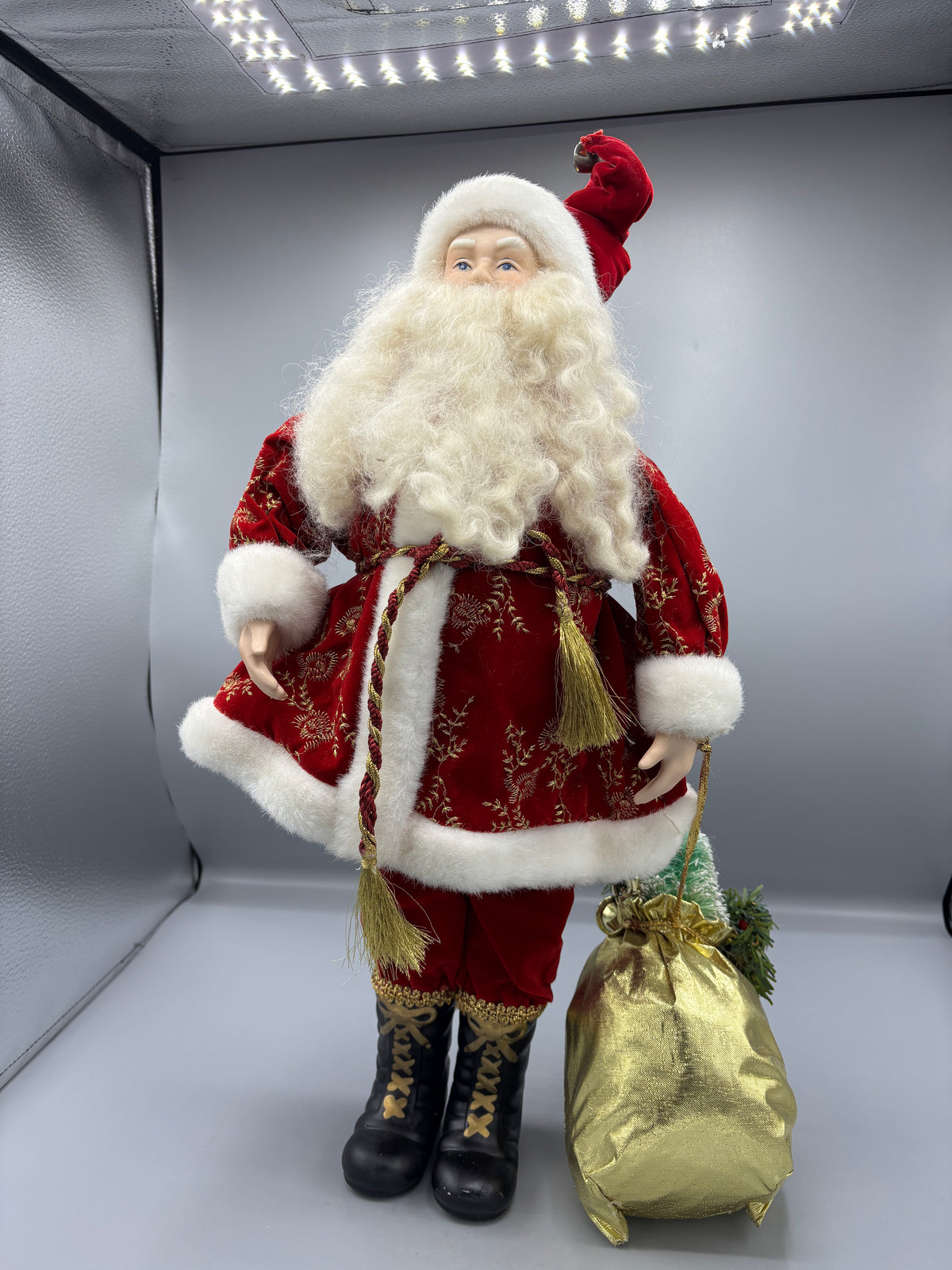 Vintage 20 santa holding gold sack