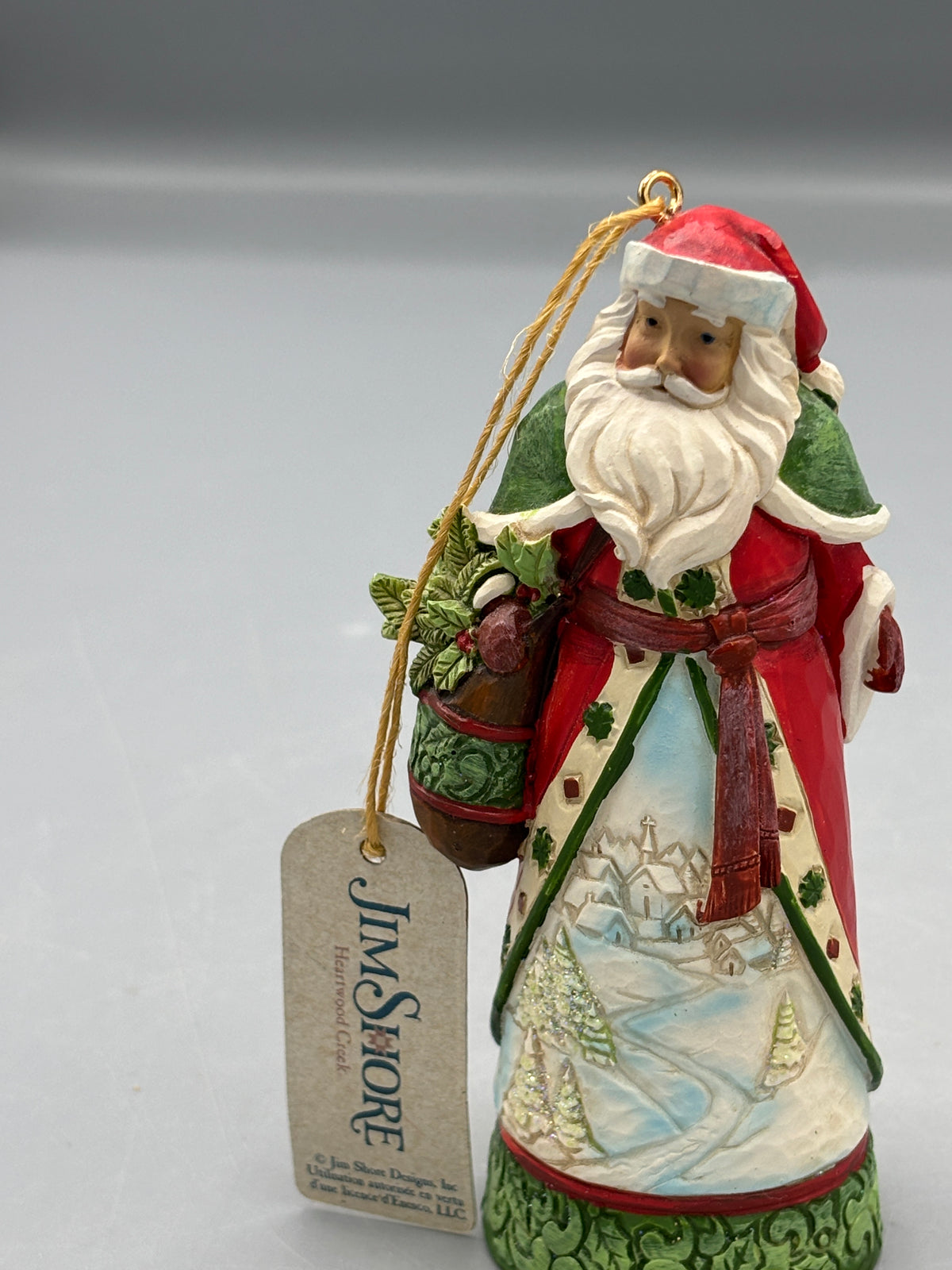 Jim Shore Christmas Ornament Santa w/ Winter Scene