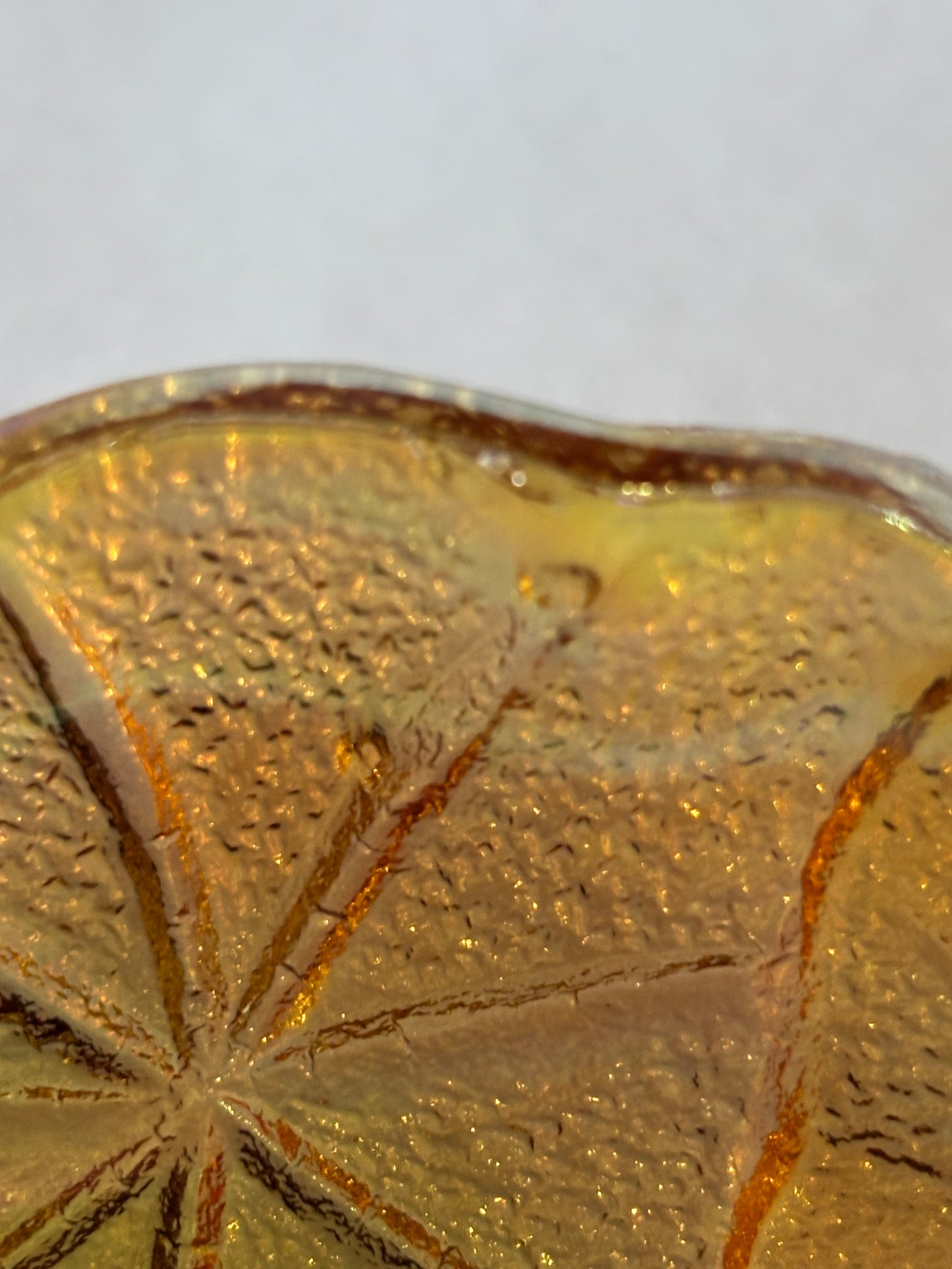 Vintage Indiana Glass "Lily Pons' Amber Carnival Glass Relish Dish