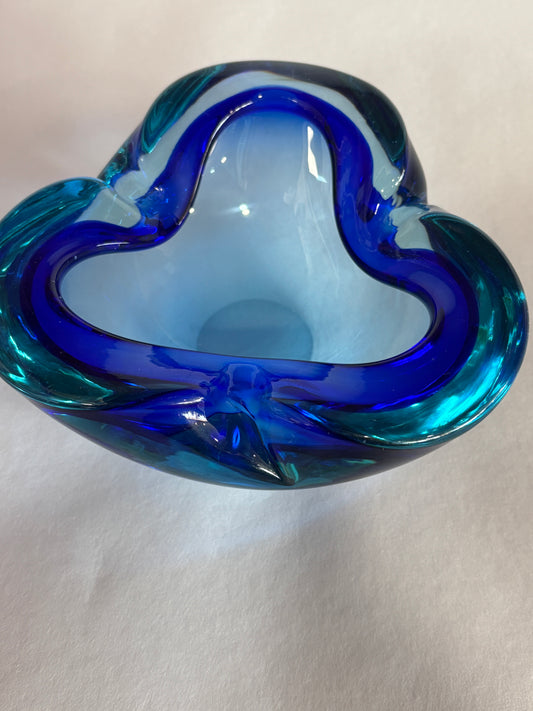 Vintage 1960's Murano Glass Blue Ashtray/Bowl