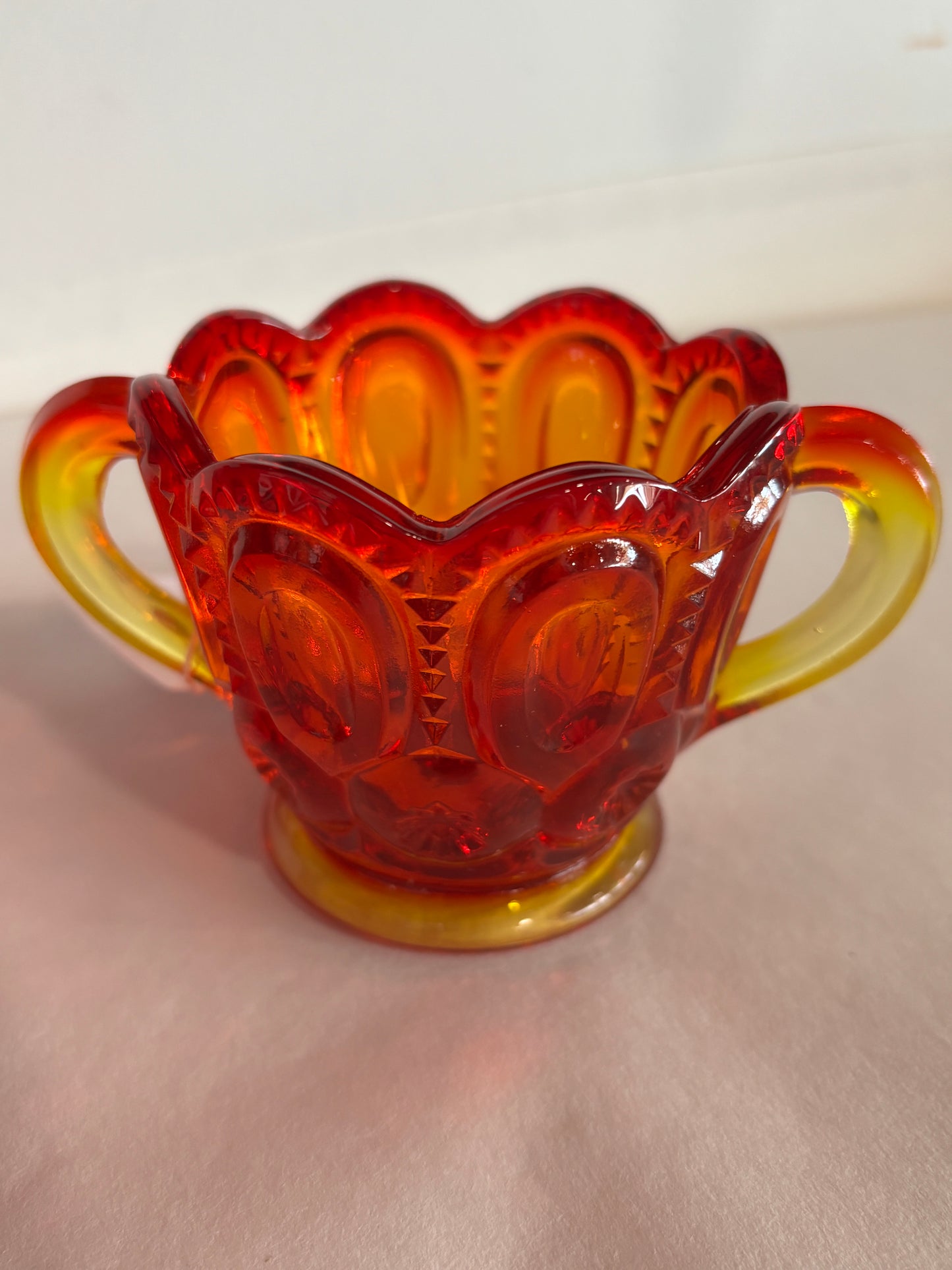 Vintage L.E. Smith Moon & Stars Amberina Cream & Sugar Set