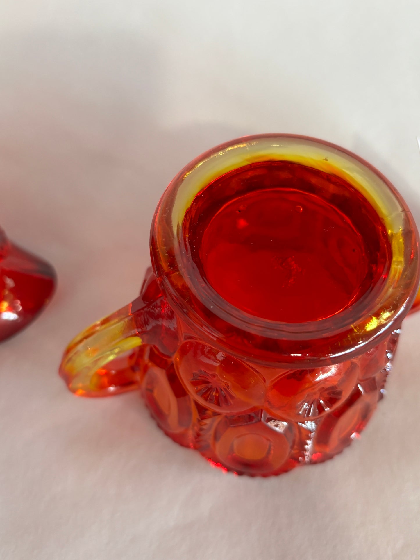 Vintage L.E. Smith Moon & Stars Amberina Cream & Sugar Set