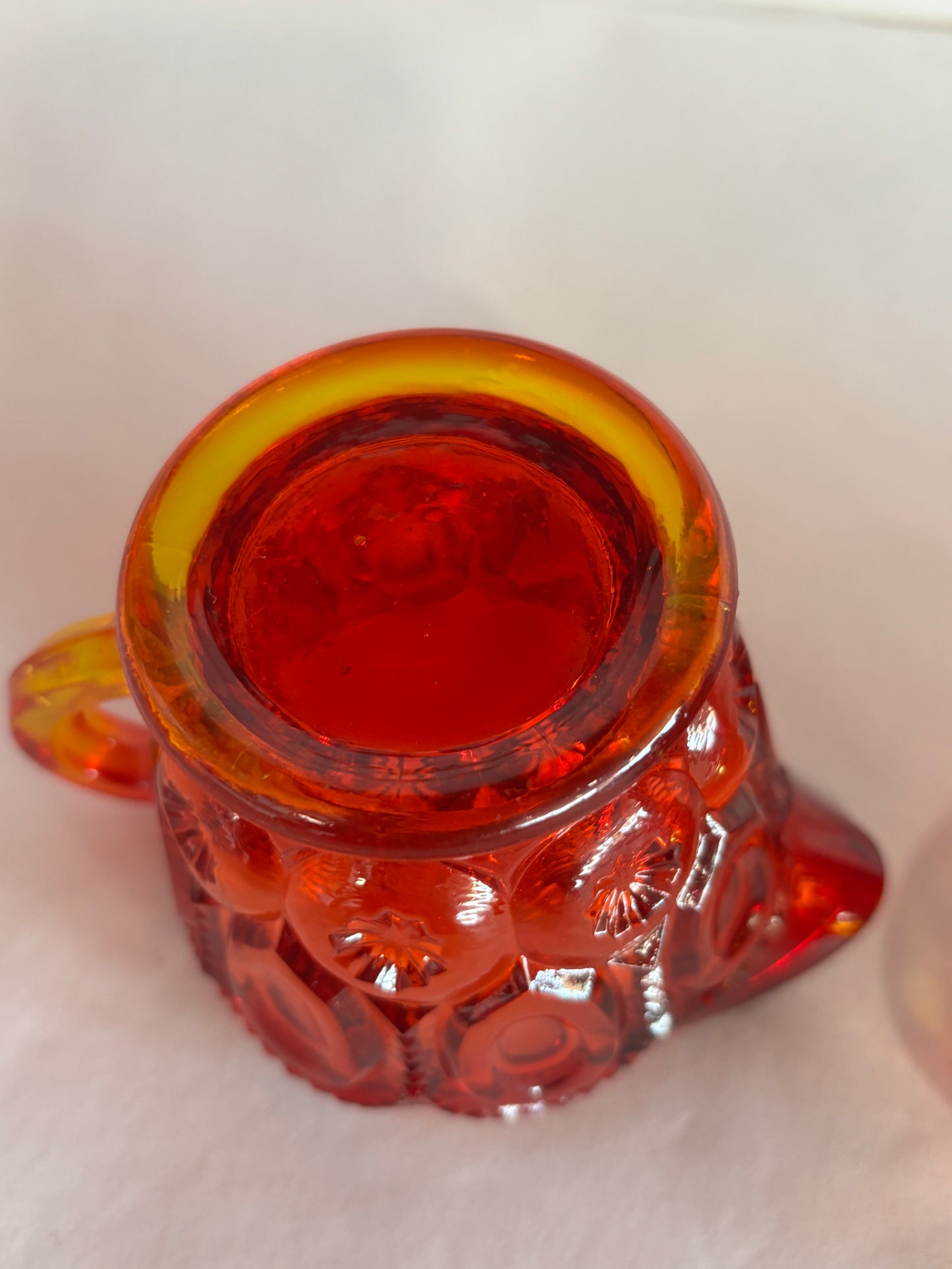 Vintage L.E. Smith Moon & Stars Amberina Cream & Sugar Set