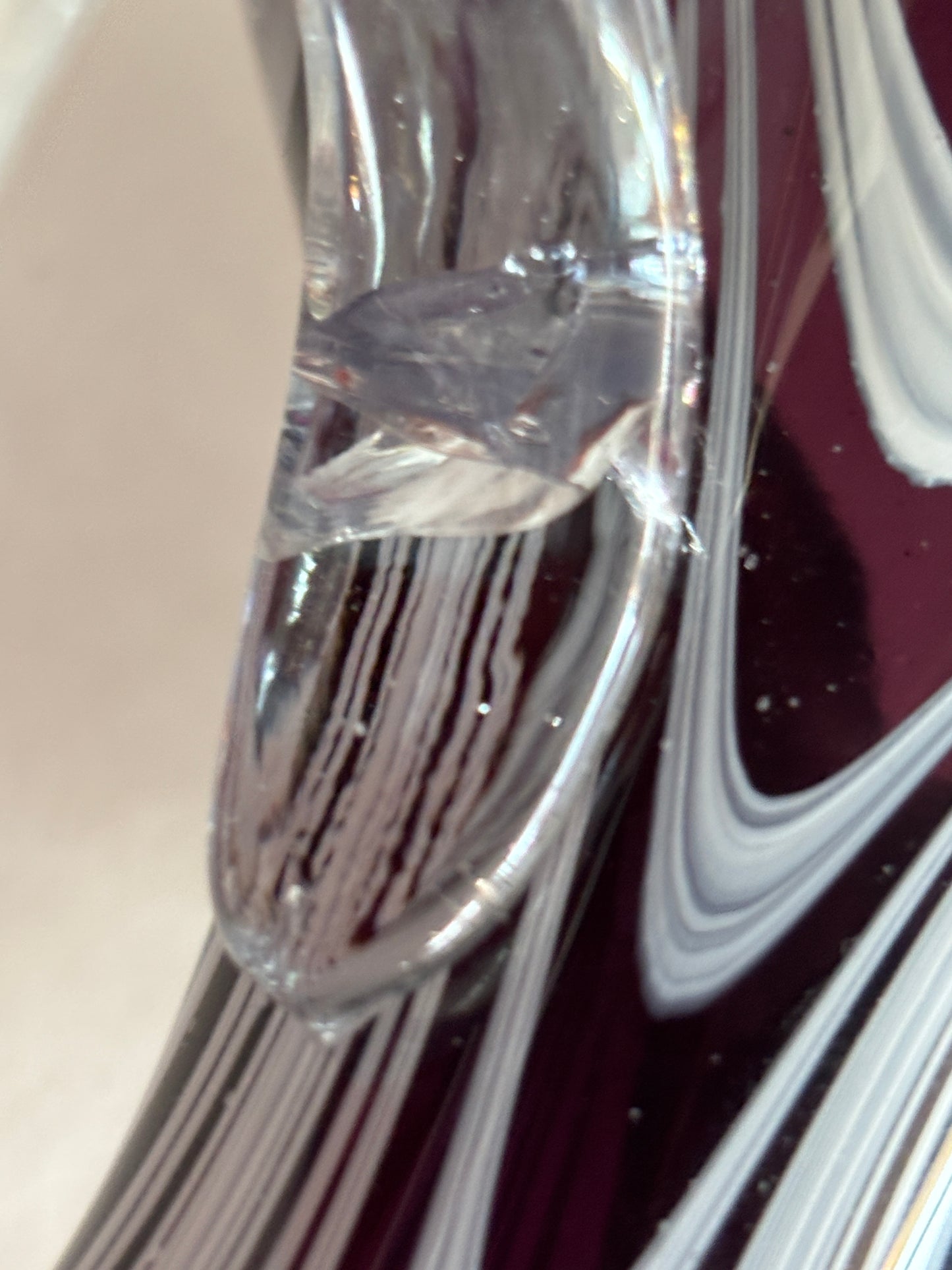 Vintage Heavy Purple and White Blown Glass Pitcher