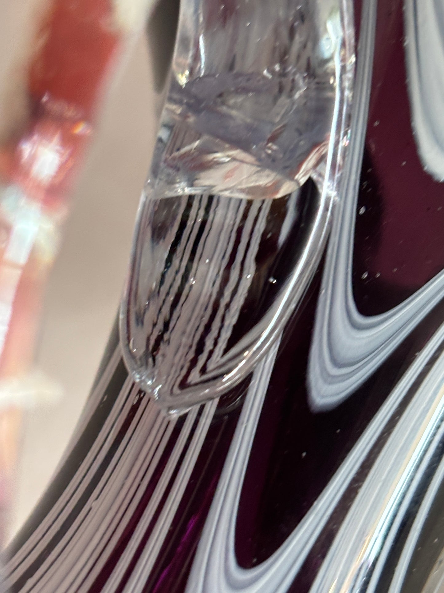 Vintage Heavy Purple and White Blown Glass Pitcher