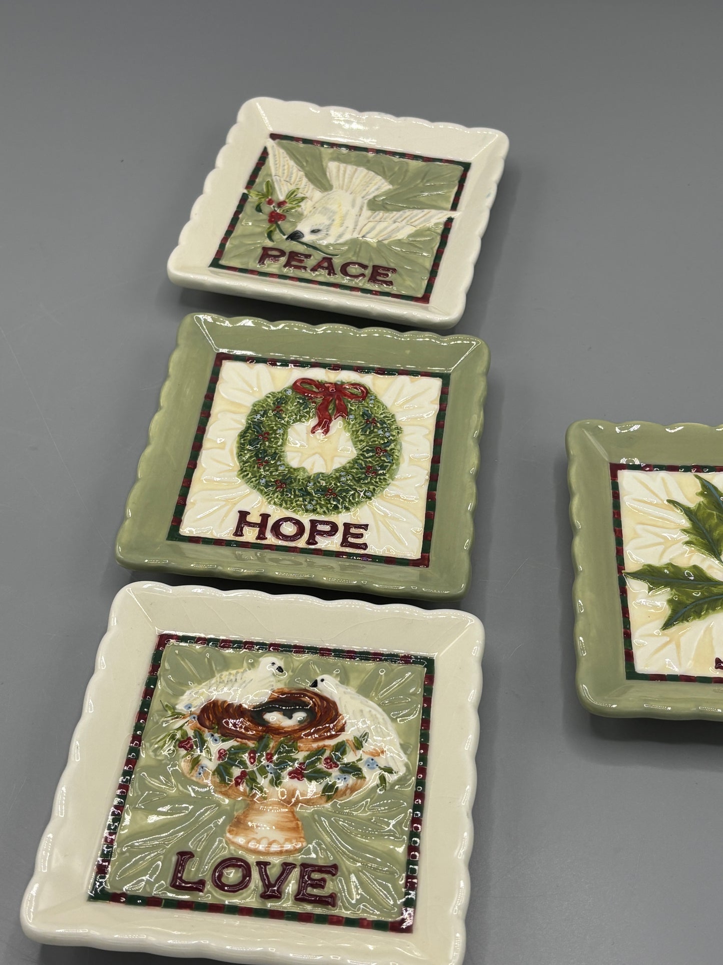 Porcelain Hope, Love, Peace, Joy plaques