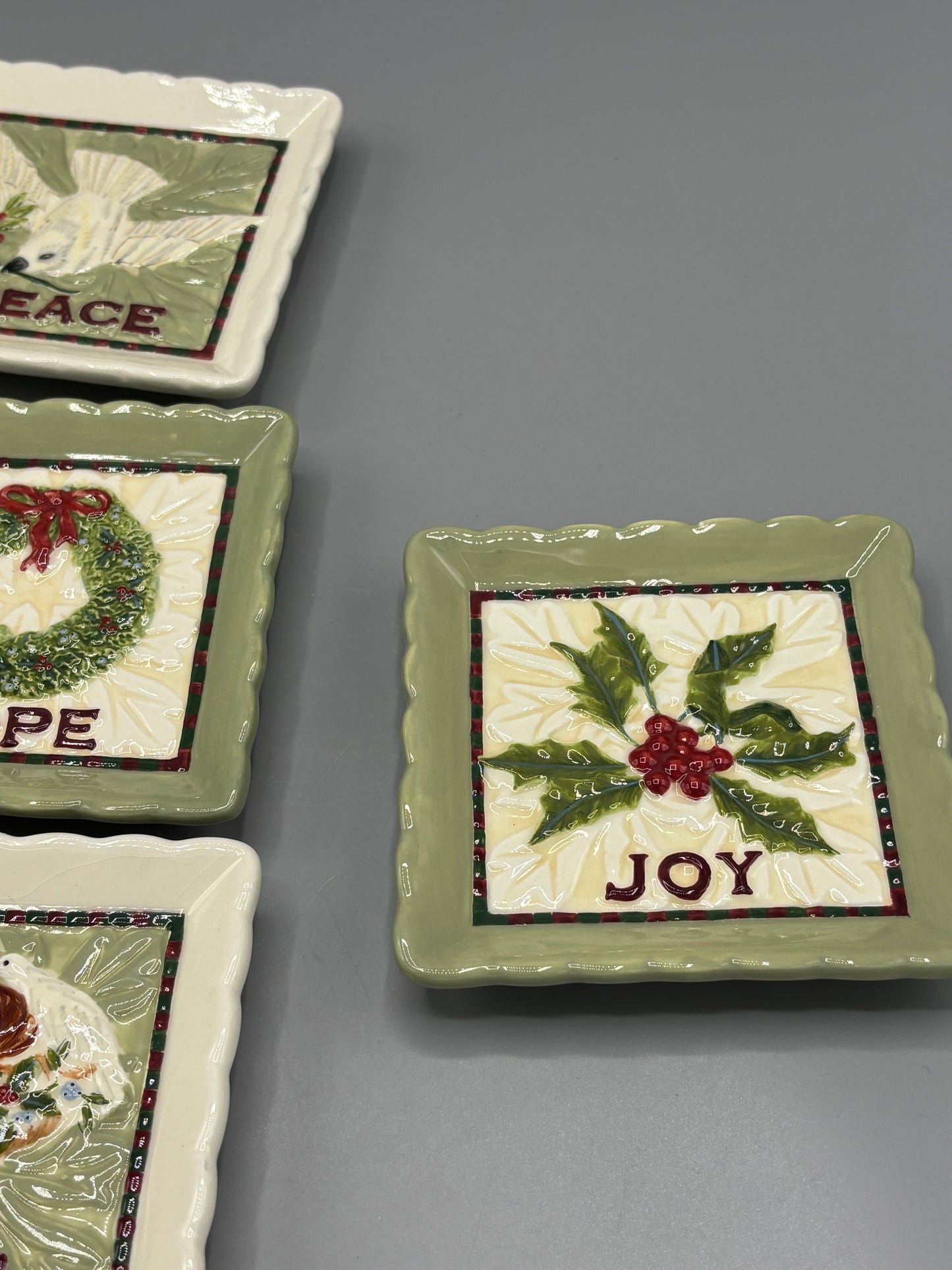 Porcelain Hope, Love, Peace, Joy plaques