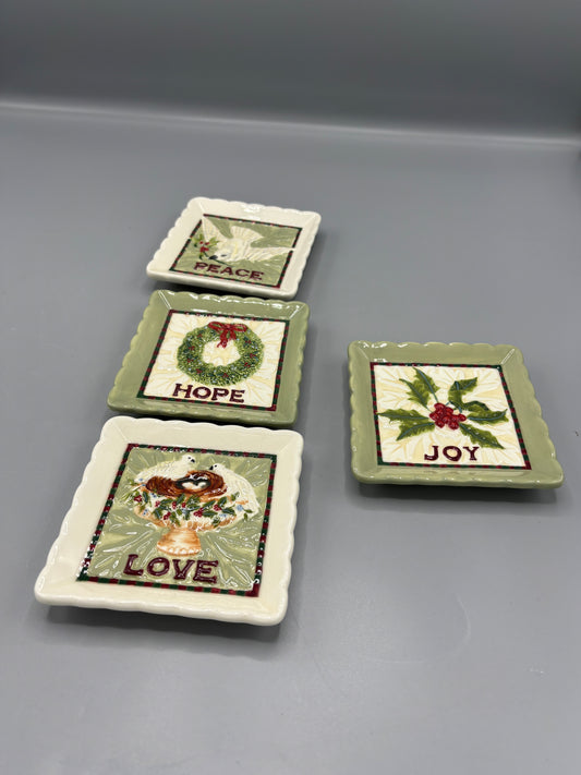 Porcelain Hope, Love, Peace, Joy plaques