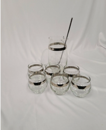 Libby Roly Poly Glasses w/ Pitcher and Stirring Spoon
