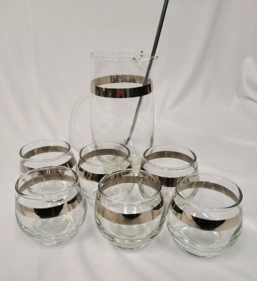 Libby Roly Poly Glasses w/ Pitcher and Stirring Spoon