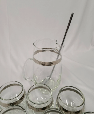 Libby Roly Poly Glasses w/ Pitcher and Stirring Spoon