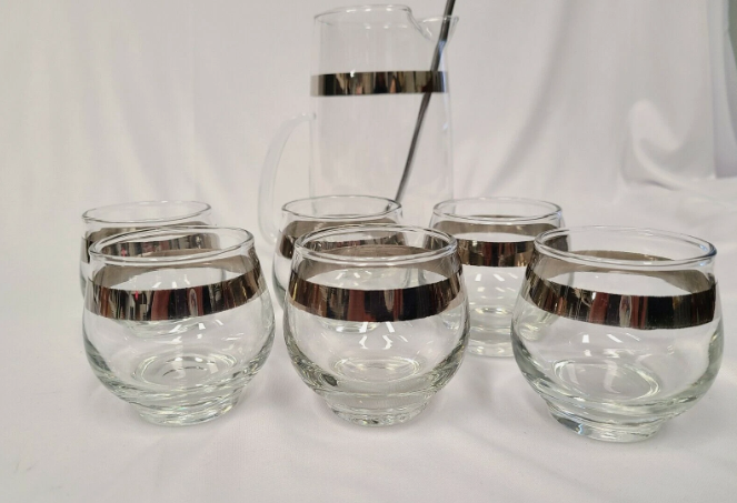 Libby Roly Poly Glasses w/ Pitcher and Stirring Spoon
