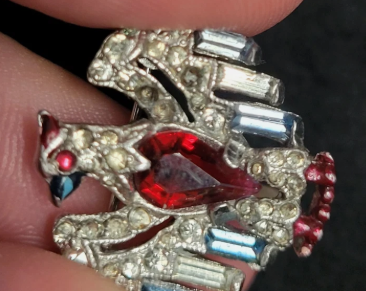WWII Trifari RWB Eagle Lapel Pin