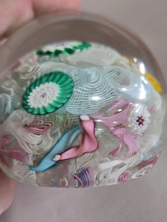 Vintage Murano Fratelli Toso Millefiori Glass Paperweight