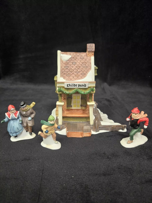 Dept 56 Heritage Village "CHILDE POND AND SKATERS" #5903-0 ~Set of 4