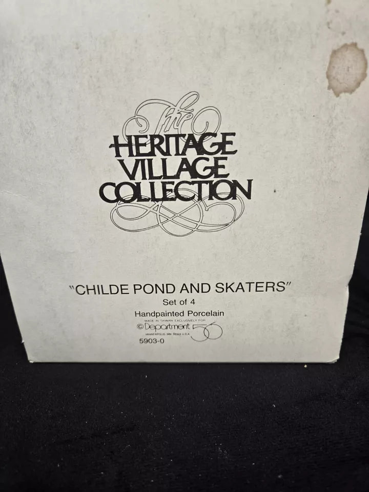 Dept 56 Heritage Village "CHILDE POND AND SKATERS" #5903-0 ~Set of 4